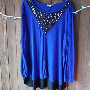 Sperse royal blue and black flowy blouse size 2X